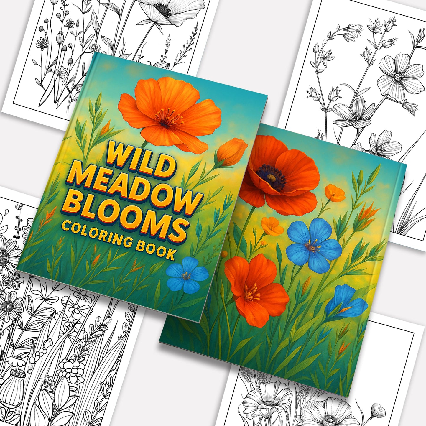 Wild Meadow Blooms Coloring Pages – 48 Elegant Floral Designs for Adults