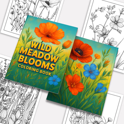 Wild Meadow Blooms Coloring Pages – 48 Elegant Floral Designs for Adults