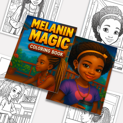 Melanin Magic – Black Girls Coloring Pages – 48 Pages – Bold, Graceful, Natural Beauty – For Adults