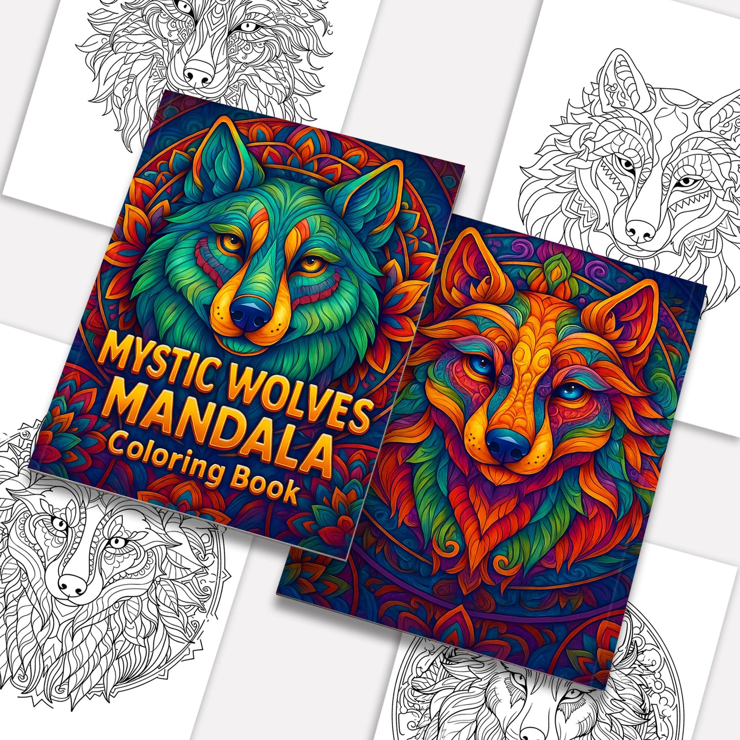 Mystic Wolves Mandala Coloring Pages – 48 Intricate Designs for Adults
