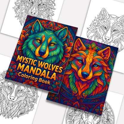 Mystic Wolves Mandala Coloring Pages – 48 Intricate Designs for Adults
