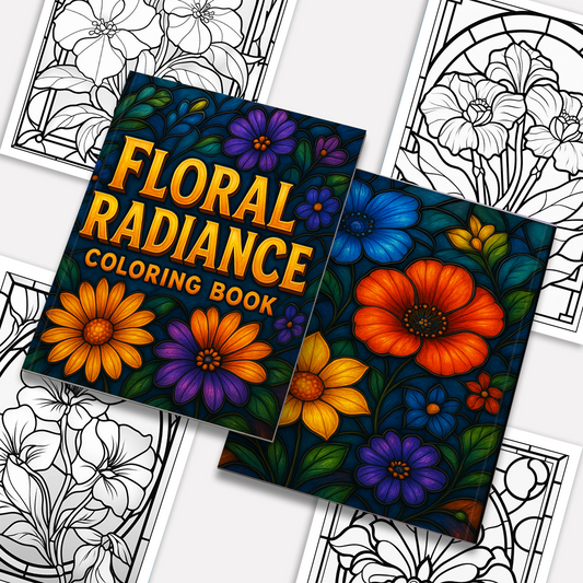 Floral Radiance – Mandala Coloring Pages – 48 Pages – Bold Lines, Intricate Flowers, Stained Glass Look, Single-Sided – For Adults