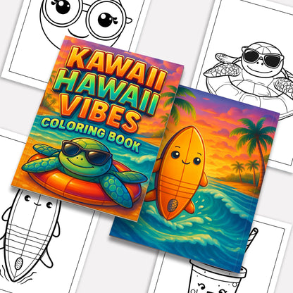 Kawaii Hawaii Vibes Coloring Pages – 48 Cute Summer and Beach Scenes for Kids