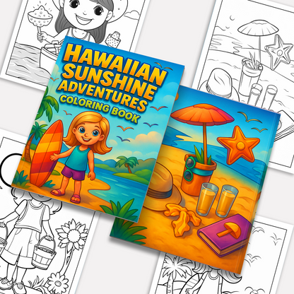 Hawaiian Sunshine Adventures Coloring Pages – 48 Tropical and Beach Scenes for Kids