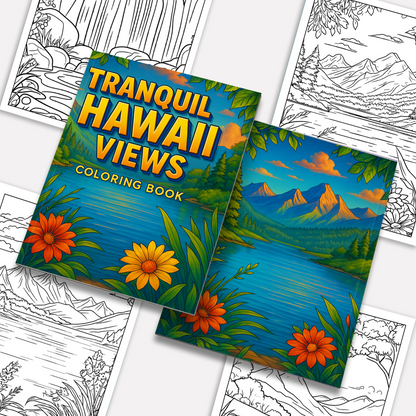 Tranquil Hawaii Views Coloring Pages – 48 Peaceful Island Landscapes – For Adults