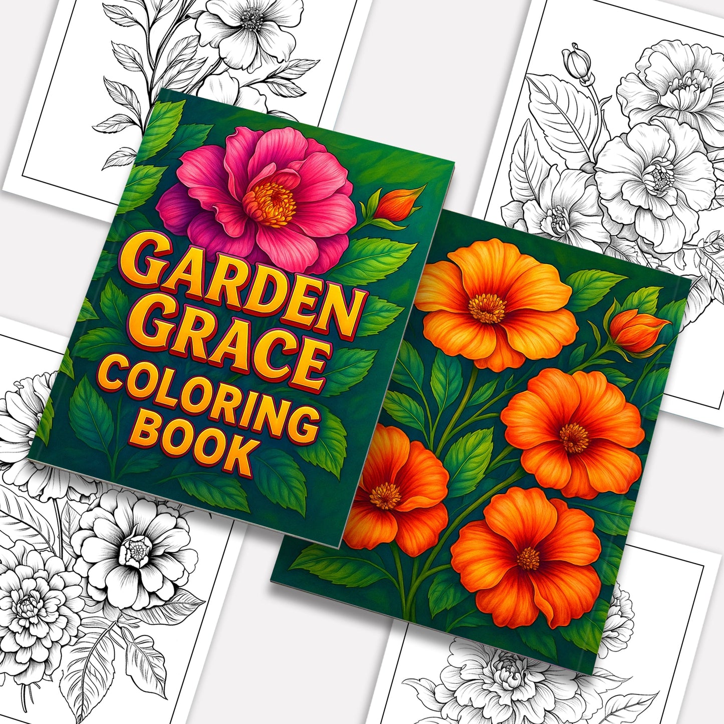 Garden Grace Coloring Pages – 48 Beautiful Flower Line Art Designs for Adults