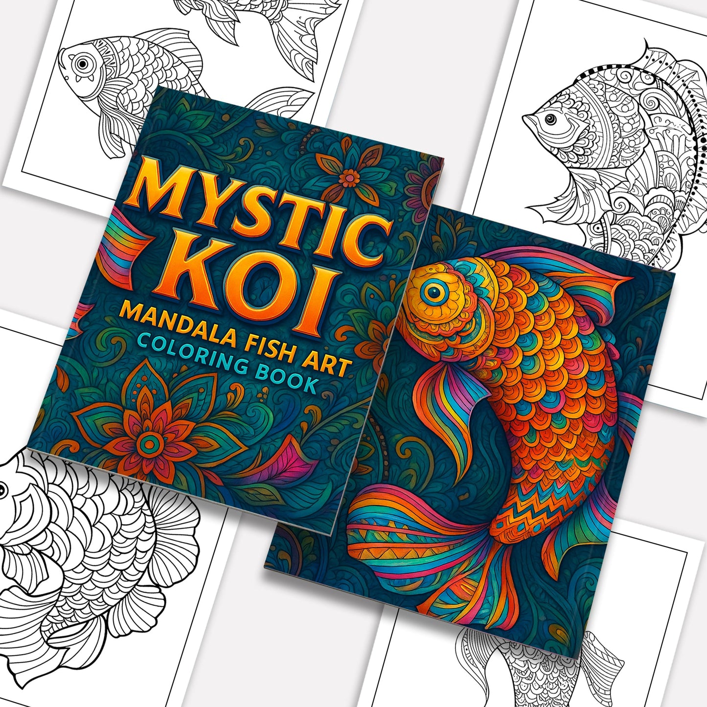 Mystic Koi Coloring Pages – 48 Intricate Fish Mandala Designs – For Adults