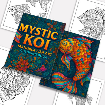 Mystic Koi Coloring Pages – 48 Intricate Fish Mandala Designs – For Adults