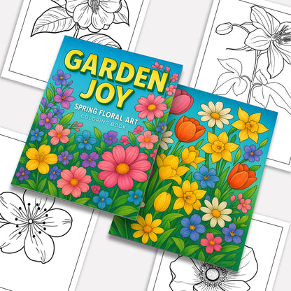 Garden Joy Spring Coloring Pages – 48 Pages – Lovely Flowers, Fresh Garden Designs, Spring Art – For Adults