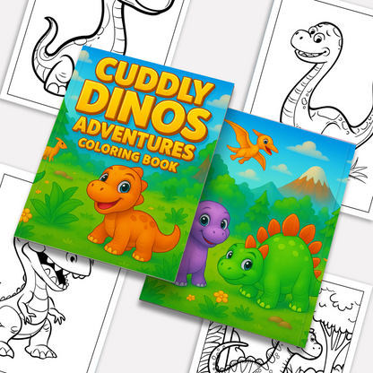 Cuddly Dinos Adventures – Dinosaur Coloring Pages – 48 Pages – Cute, Easy, Playful Fun – For Kids