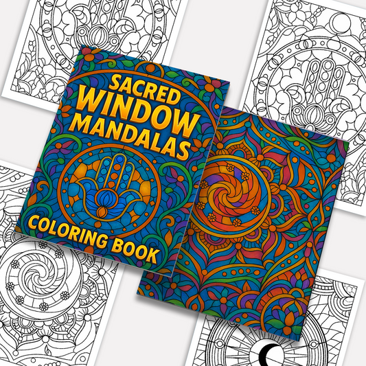 Sacred Window Mandalas – Mandala Coloring Pages – 48 Pages – Bold, Geometric, Stained Glass Style – For Adults