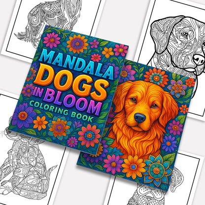 Mandala Dogs in Bloom Coloring Pages – 48 Floral Mandala Dog Designs for Adults