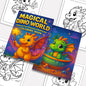 Magical Dino World Coloring Pages – 48 Pages – Cute Dinosaur Adventures, Bath Time and Magic Scenes – For Kids