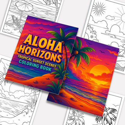 Aloha Horizons Hawaii Coloring Pages – 48 Peaceful Sunset Views for Adults