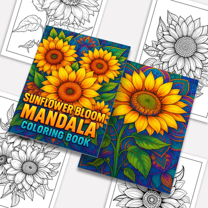 Sunflower Bloom Mandala Coloring Pages – 48 Floral Line Art for Adults