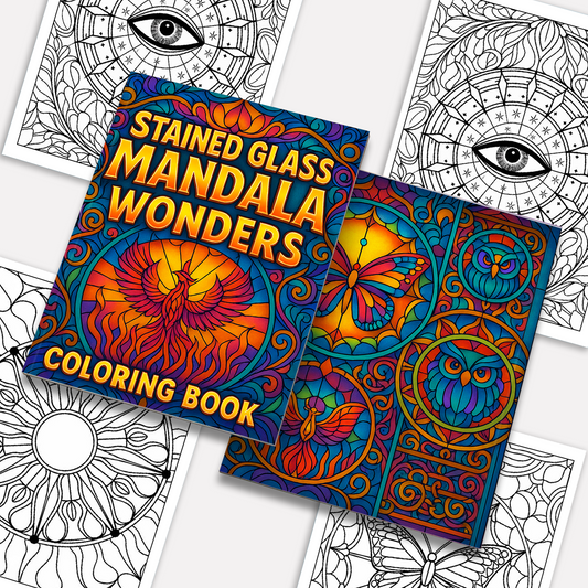 Stained Glass Mandala Wonders – Mandala Coloring Pages – 48 Pages – Bold, Intricate, Glass-Inspired Patterns – For Adults