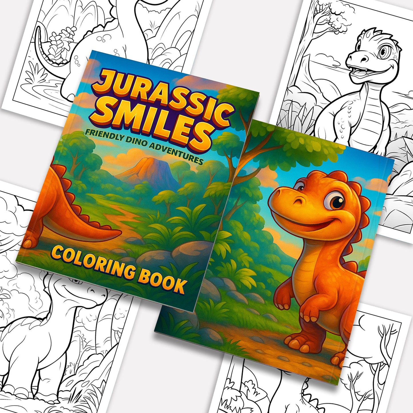 Jurassic Smiles – Friendly Dino Coloring Pages – 48 Pages – Cute Prehistoric Designs – For Kids