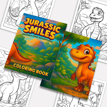 Jurassic Smiles – Friendly Dino Coloring Pages – 48 Pages – Cute Prehistoric Designs – For Kids