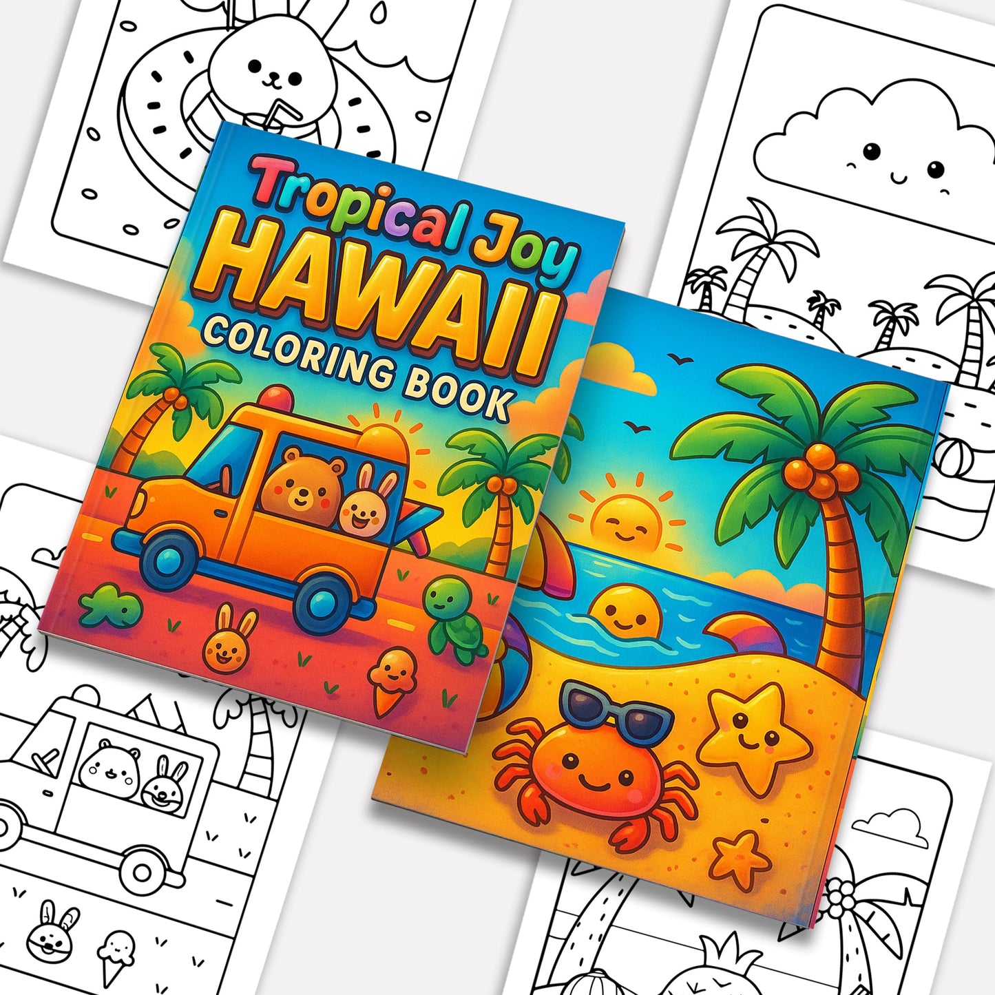 Tropical Joy Hawaii Coloring Pages – 48 Fun and Cute Summer Scenes for Kids