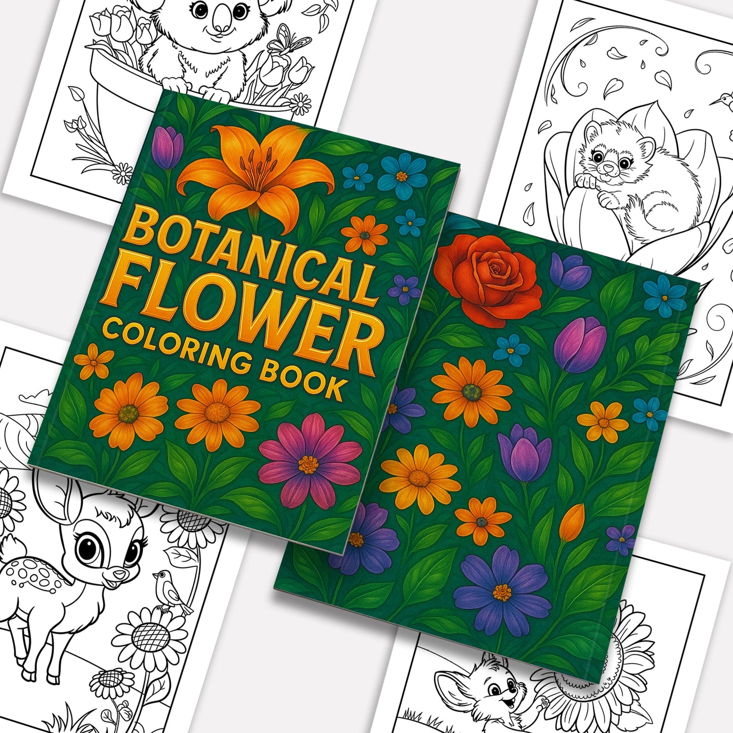 Botanical Bloom Flower Coloring Pages – 48 Floral Line Art Designs for Adults