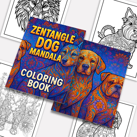 Zentangle Dog Mandala Coloring Pages – 48 Intricate Pet-Inspired Designs for Adults
