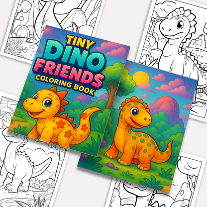 Tiny Dino Friends Coloring Pages – 48 Cute, Smiling, Beginner-Friendly Dinosaurs – For Kids