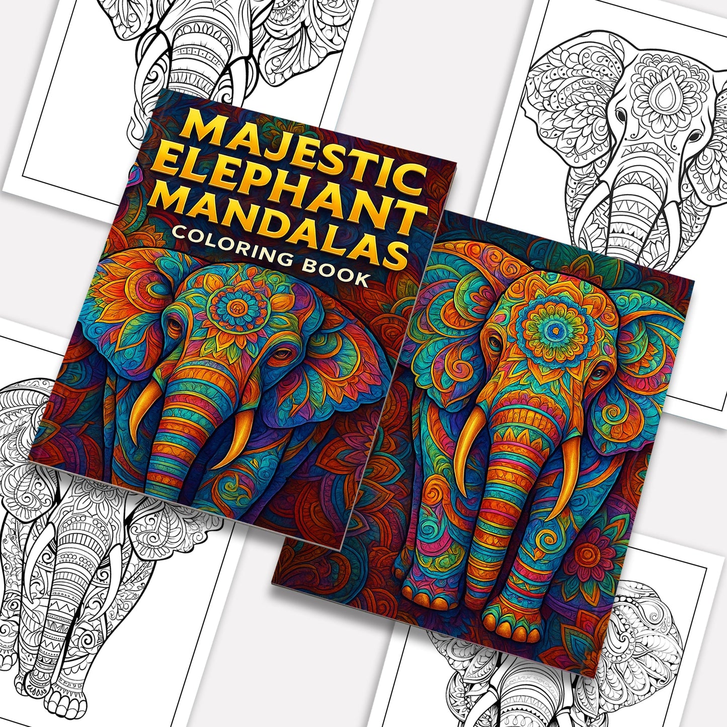 Majestic Elephant Mandalas Coloring Pages – 48 Intricate Animal Designs for Adults
