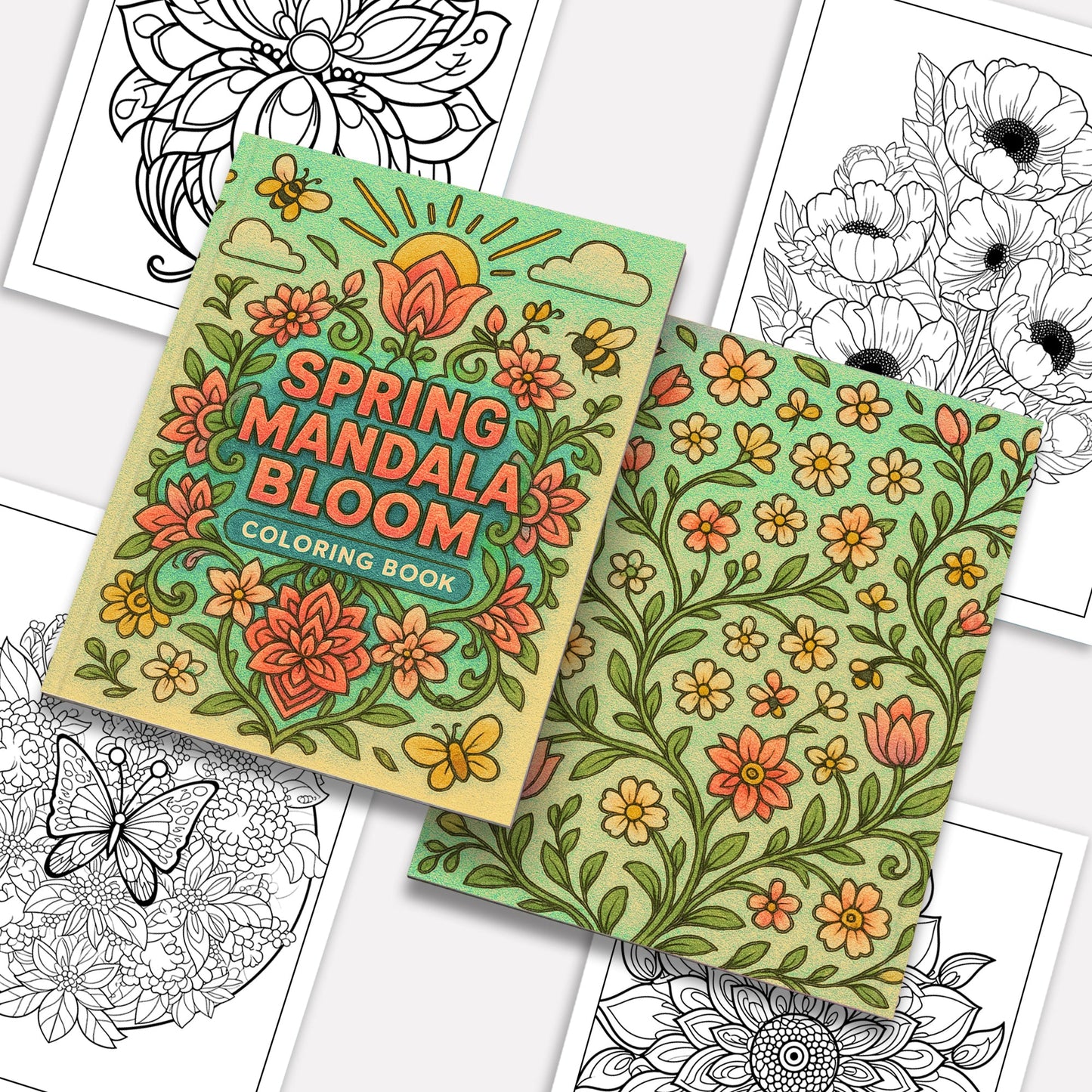 Spring Mandala Bloom Coloring Pages – 48 Pages – Beautiful Floral Circles for Adults