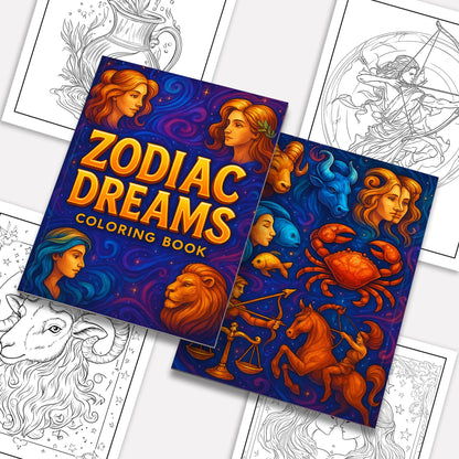 Zodiac Dreams Coloring Pages – 48 Pages – Horoscope-Inspired Designs for Adults