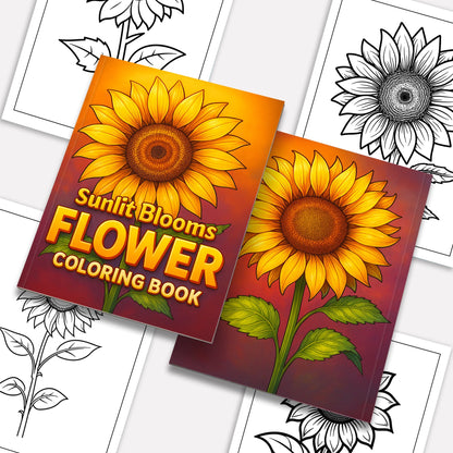 Sunlit Blooms Flower Coloring Pages – 48 Hand-Drawn Floral Designs for Adults