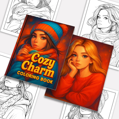 Cozy Charm Coloring Pages – 48 Relaxing Portrait Designs for Adults