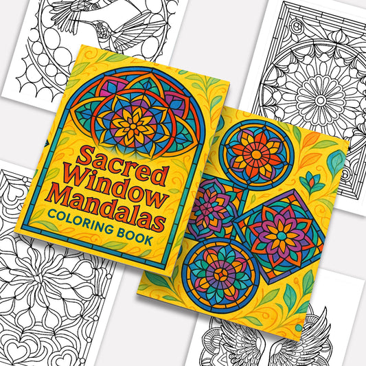 Sacred Window Mandalas – Stained Glass Mandala Coloring Pages – 48 Pages – Bold, Geometric, Radiant Patterns – For Adults