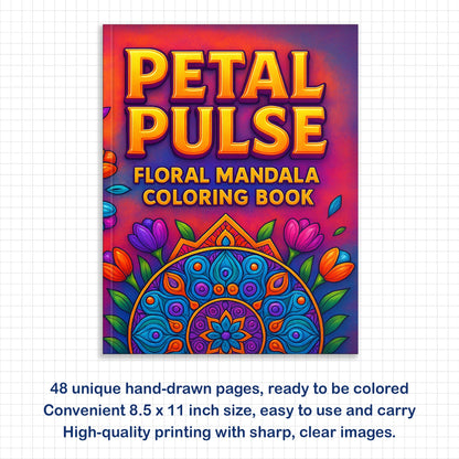 Petal Pulse – Floral Mandala Coloring Pages – 48 Intricate Designs for Adults