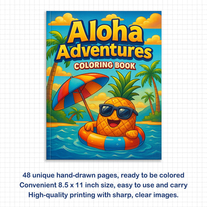 Aloha Adventures Coloring Pages – 48 Cute Beach & Ocean Scenes for Kids