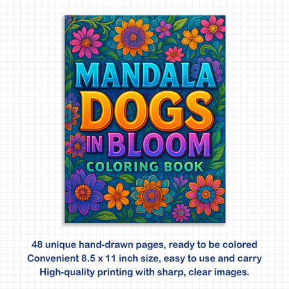 Mandala Dogs in Bloom Coloring Pages – 48 Floral Mandala Dog Designs for Adults