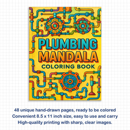 Plumbing Patterns – Plumbing Mandala Coloring Pages – 48 Pages – Complex Pipework and Engineering Designs – For Adults