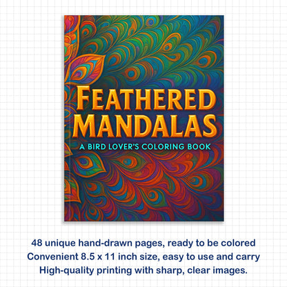 Feathered Mandalas Coloring Pages – 48 Intricate Bird Designs for Adults