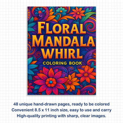 Floral Mandala Whirl Coloring Pages – 48 Intricate Designs for Adults