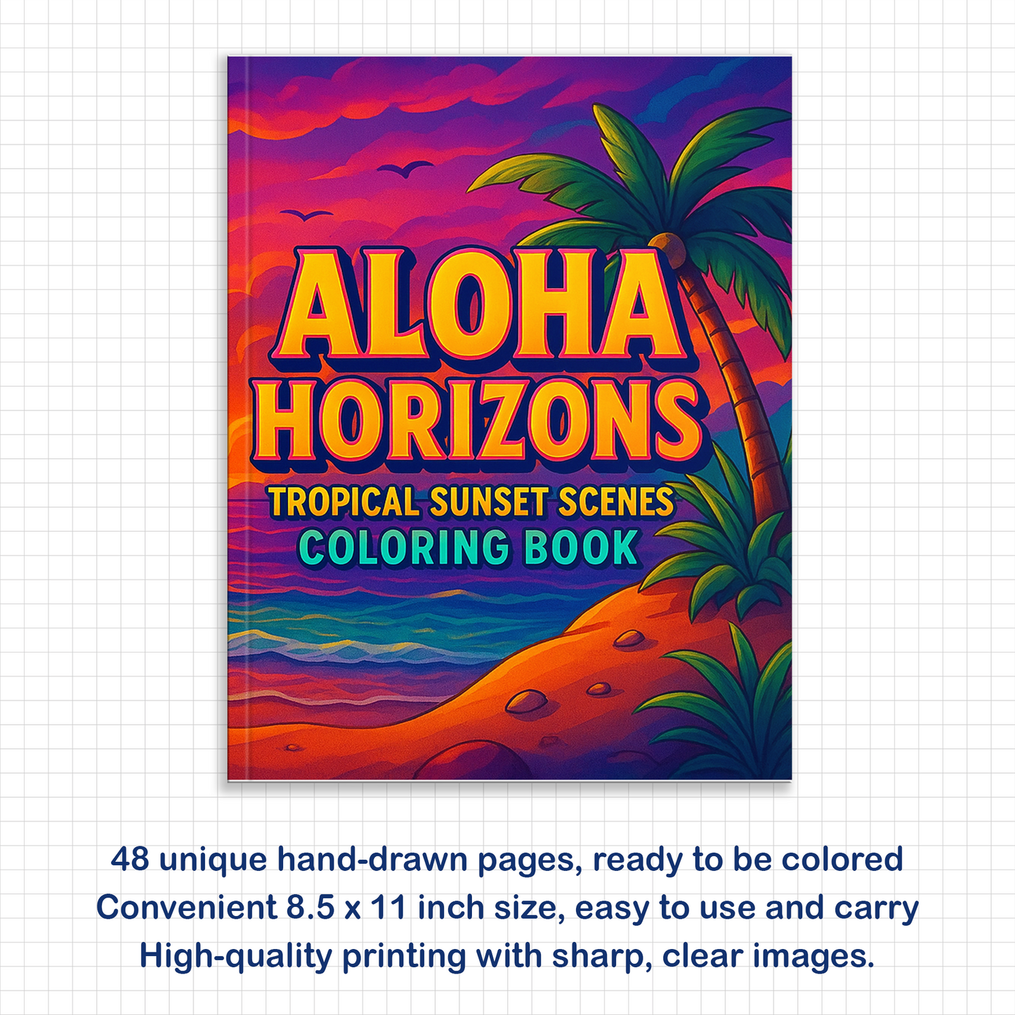 Aloha Horizons Hawaii Coloring Pages – 48 Peaceful Sunset Views for Adults