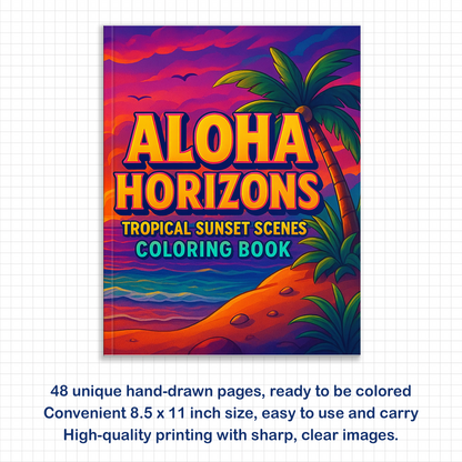 Aloha Horizons Hawaii Coloring Pages – 48 Peaceful Sunset Views for Adults