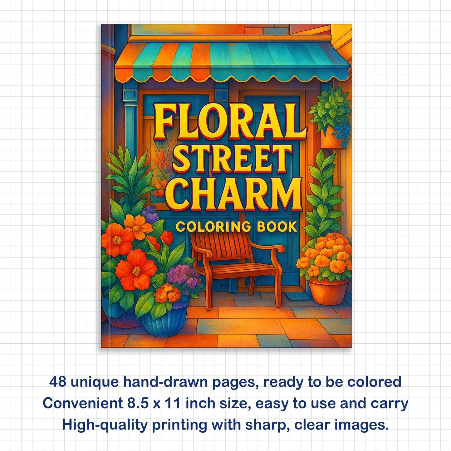 Floral Street Charm Coloring Pages – 48 Relaxing Flower Scenes for Adults