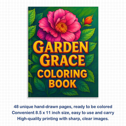 Garden Grace Coloring Pages – 48 Beautiful Flower Line Art Designs for Adults