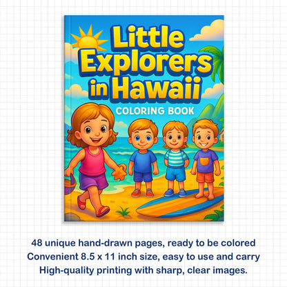 Little Explorers in Hawaii Coloring Pages – 48 Tropical Beach Scenes for Kids