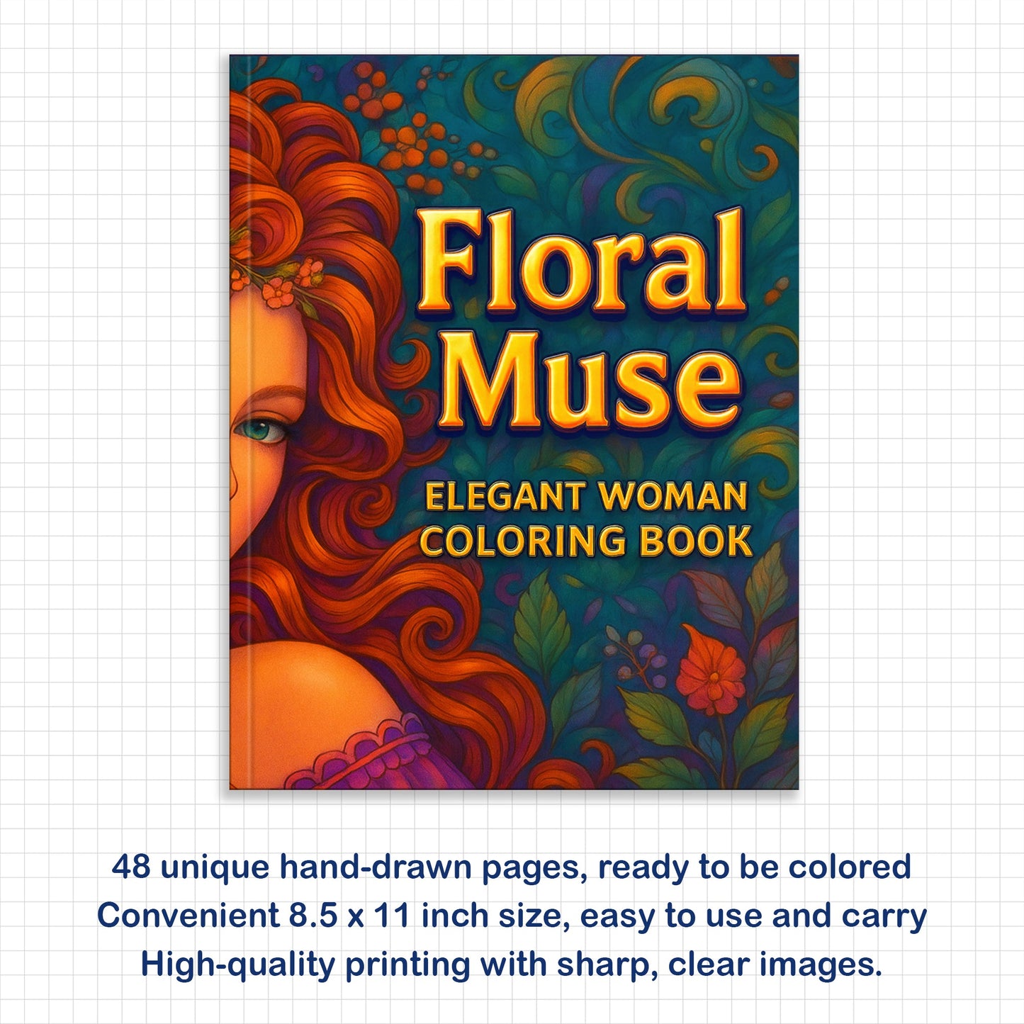 Floral Muse Coloring Pages – 48 Elegant Woman Designs for Adults