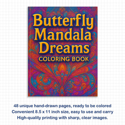 Butterfly Mandala Dreams Coloring Pages – 48 Elegant Nature-Inspired Designs for Adults