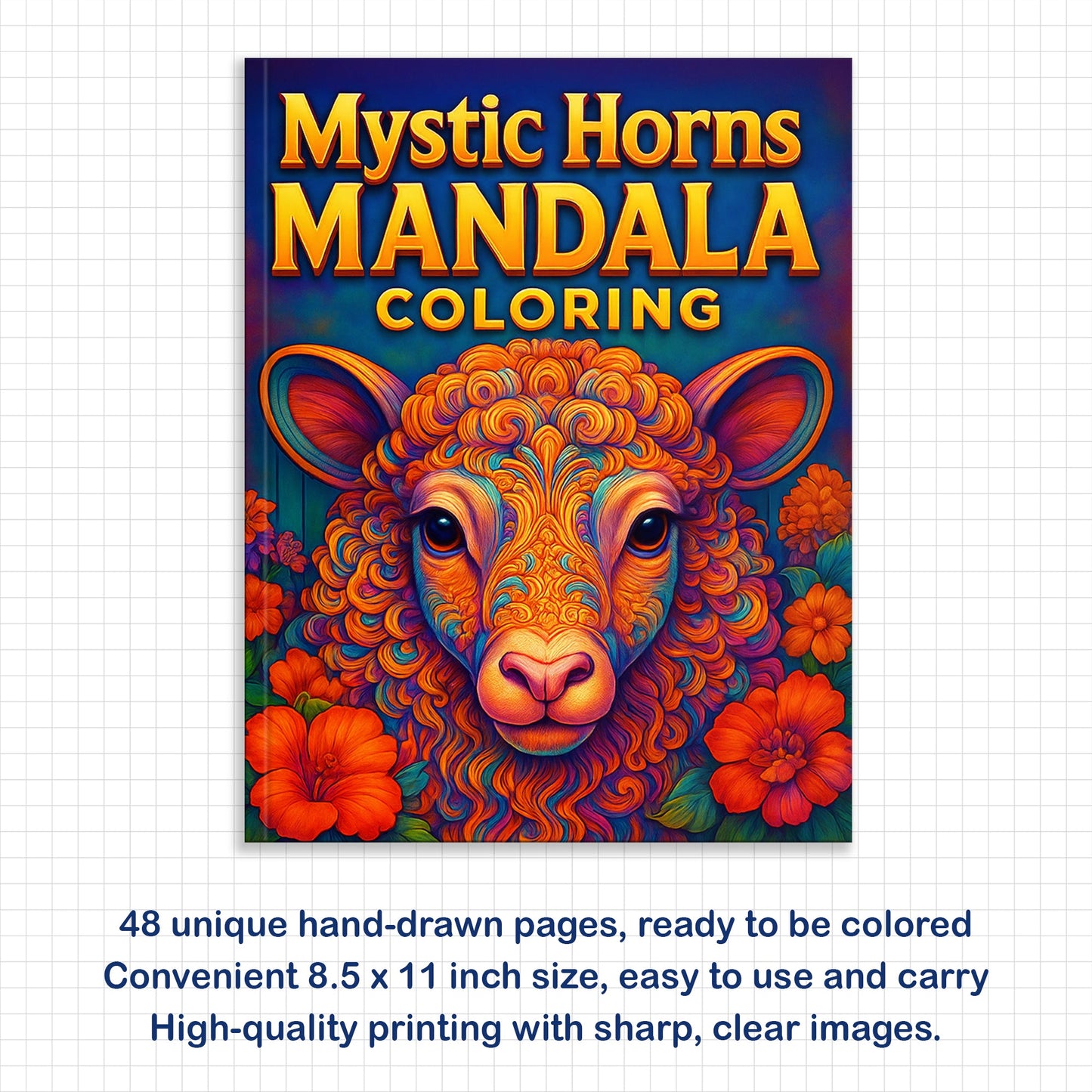 Mystic Horns Mandala Coloring Pages – 48 Intricate Animal Designs for Adults