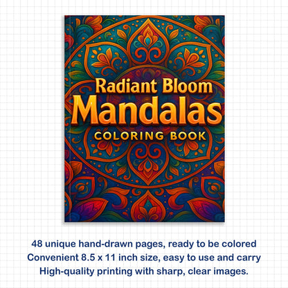 Radiant Bloom Mandalas Coloring Pages – 48 Floral Pattern Designs for Adults