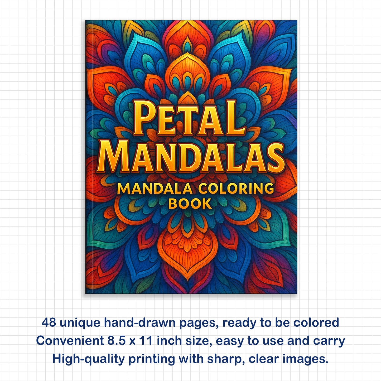 Petal Mandalas – Mandala Coloring Pages – 48 Pages – Intricate, Symmetrical, Nature-Inspired – For Adults
