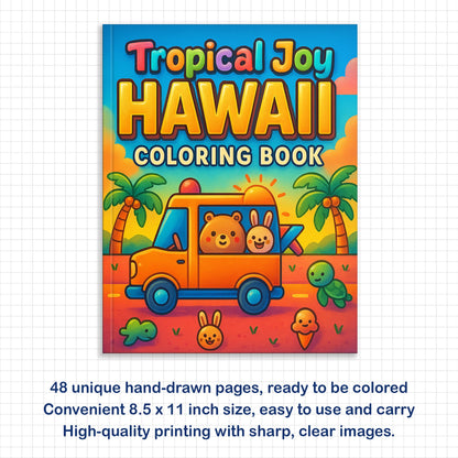 Tropical Joy Hawaii Coloring Pages – 48 Fun and Cute Summer Scenes for Kids