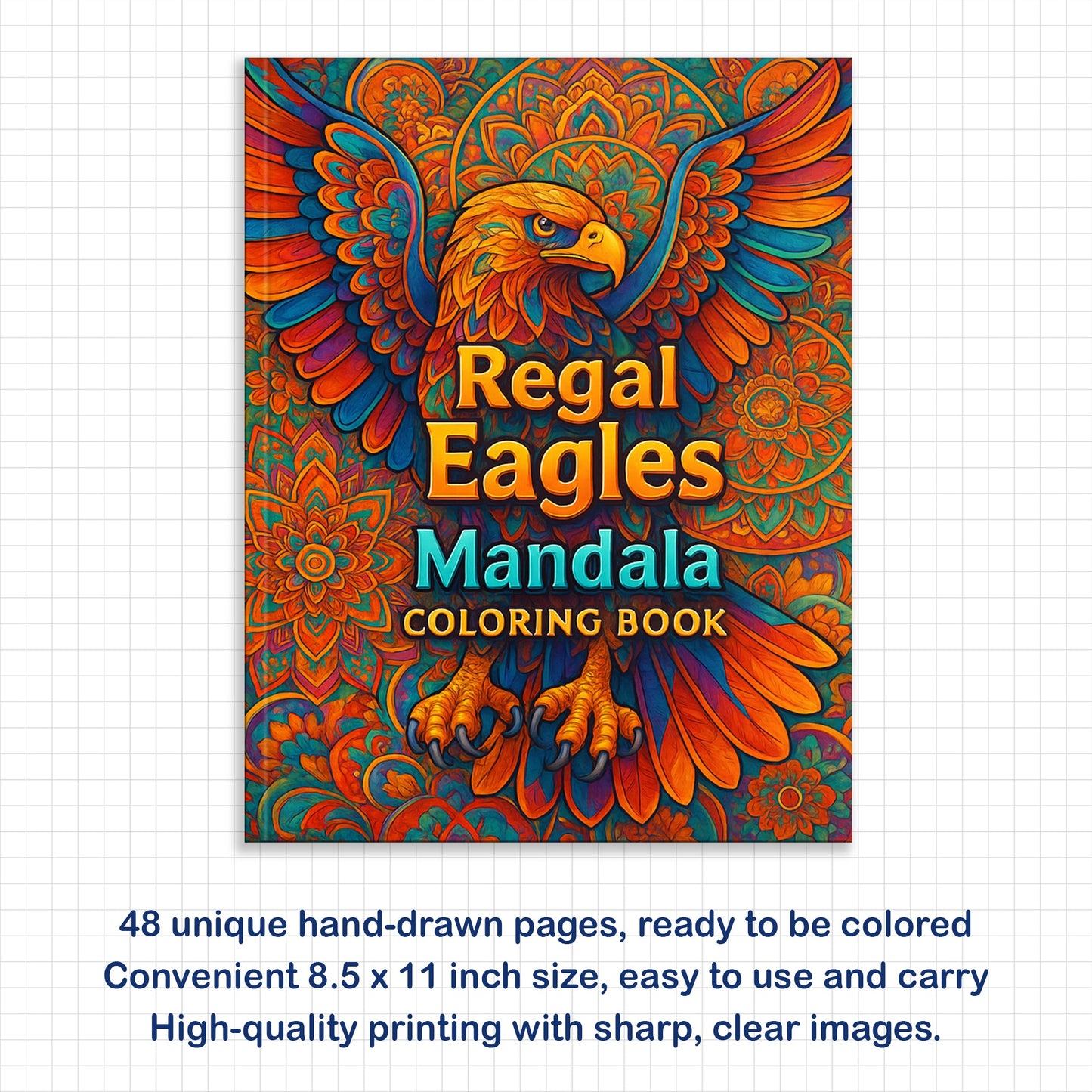Regal Eagles Mandala Coloring Pages – 60 Bold Line Art Designs for Adults